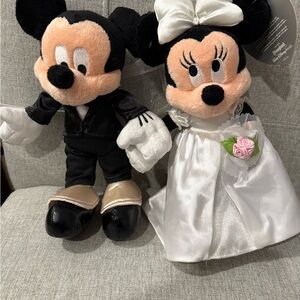 Disney Black and White Mickey and Minnie Wedding Plush Set